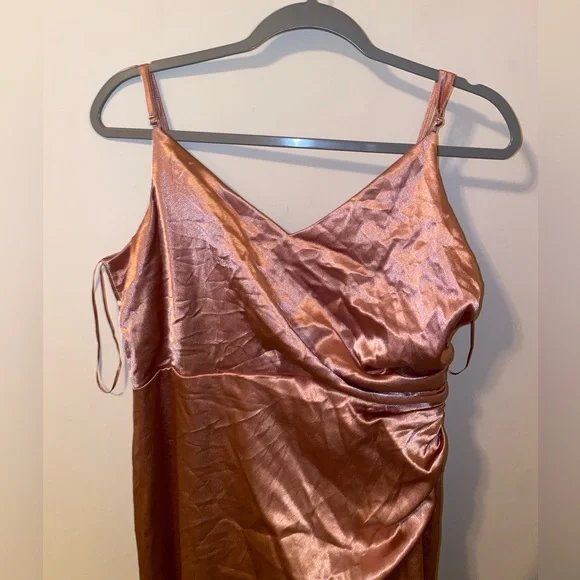 BIRDY GREY Catherine Dress Shiny Satin Desert Rose Size Large - Picture 6 of 9